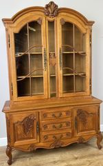Bookcase Vintage French Louis XVI Oak Display Cabinet Carved Sideboard LOT 6285