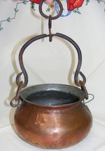Vintage Copper 2 Quart Pot Dovetail Cauldron Hand Forged Bail Handle