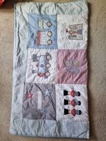 Vintage Bruin Patchwork Baby Quilt Cot Coverlet Trains Castle Soldier Motif VGC
