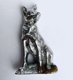 Antique Brass/Chrome Plated German Shepherd Dog/Threaded Base Trophy Figurine