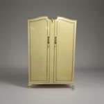 Large 1960's French Vintage Double Wardrobe Teak Lined Cream Hanging Armoire 