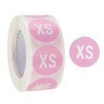 1Roll Clothing XS Size Stickers 1" Round Coded Self-Adhesive Labels Light Pink