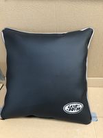 17 Inch Faux Leather Land Rover Silver Logo Embroidered Cushion + silver Piping