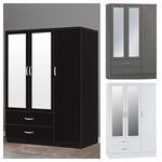 Modern 3Door Wardrobe With 2 Drawers Mirrored Hanging Rail Bedroom Furniture Set
