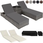 Outdoor Sun Loungers Garden Table Chairs Rattan Furniture Set Reclining Lounger