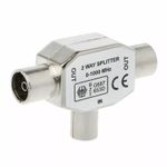 Metal Coax T-Splitter, TV Aerial Male to 2 x Female Metal Adaptor RF