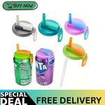 4 X Soda Can Lids With Silicone Straw Reusable Covers