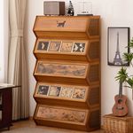 70Cm Bamboo Storage Cabinet Cupboard W/ Door Home Organizer Rack Freestanding UK