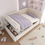Ottoman Upholstered Daybed Bed with Storage, 3FT Single Sofa Bed 90X190cm Beige