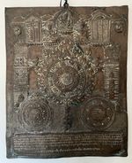 Antique Tibetan Copper Mandala Srid-pa-ho Astrological Buddhist Plaque 36cm H