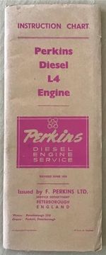 PERKINS L4 DIESEL ENGINE Instruction Chart APR 1954 #5773/6093/454/10000/32350