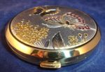 Vintage Gold Metal Tone  Chokin Art Japan Butterflies Design Powder Compact