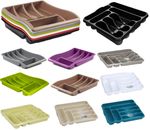 Plastic 5&7 Compartment Cutlery Tray Holder Organiser Drawer Insert Tidy Storage