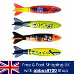 4 x Underwater Torpedo Swimming Pool Swim Dive Rocket Diving Weight Sticks Ring