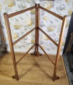 Edwardian Oak Folding Towel Rail Rack Clothes Horse Airer Freestanding 