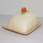Large Vintage Butter Dish with Tomato Handle