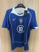 Nike Blue Retro Brazil Ronaldinho #10 Football Shirt Large