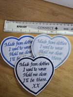 Embroidered Memory Bear Patch/memory Cushion Patch Sew On SET Of 3 Blues 