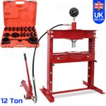 12 Ton Hydraulic Shop Press Heavy Duty Garage 23pc Bearing Bush with Press Plate