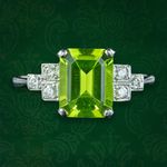 Art Deco Style Peridot Diamond Ring 2.75ct Peridot