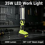 Cordless LED Work Light for Ryobi 18V Battery 35W 2000LM Flood Light Flashlight