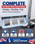 Commercial Kitchen Hood/Canopy 2400mm + Complete extraction kit Premium Quality
