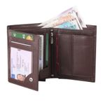 Mens RFID Quality Soft Leather Wallet ID Window, Zip And Coin Pocket 503 Brown