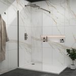 Gun Metal Grey Walk In Wet Room Shower Screen 8mm Easy Clean Glass - Support Arm