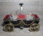 Vintage  Musical  Royal Stage Coach Decanter Caddy Shot Glasses Working Read