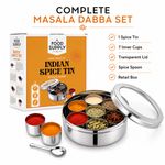 9pc Authentic Indian Spice Box Tin | Masala Dabba |TRANSPERENT LID |FREE Spoon
