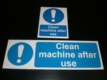 CLEAN MACHINE AFTER USE Sign Plastic, Sticker & Holed Catering Food Hygiene Cafe