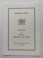 Official Princess Diana Funeral Order of Service Booklet 6/9/1997 PRINCESS WALES