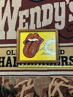 Rolling Stones Framed Tongue Logo Memorabilia Art, Approx. 10x8 Inches