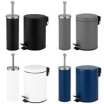 3 Litre Bathroom Pedal Rubbish Waste Bin and Toilet Brush Holder Set