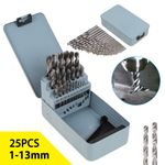 25PC HSS Cobalt Metal Drill Bit Set 1mm-13mm Quality High Speed Metric Tool NICE