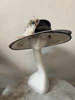 Elegant Black And Cream Layered Floral Hat From Failsworth