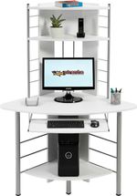 Corner Computer Desk with Shelves White Woodgrain Home Office Piranha PC8S