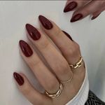24pcs Wine Red False Nails, Medium Almond Full Cover Acrylic Press On Nails