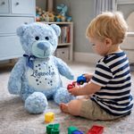 Personalised Blue Teddy Bear, new baby gift, birthday, kids