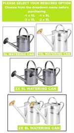 Galvanised Watering Can Metal Steel Indoor Outdoor Garden Plants Gardening 9L/5L