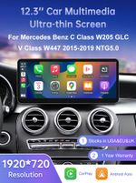 12.3" Wireless Touch Screen Carplay Stereo For Benz V C-class W205 X253 V W447