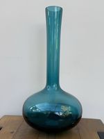 Large Barbarella Vase Blue Glass 31cm Retro Genie Bottle Style Damaged