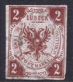LUBECK 1859 / GERMAN STATE / MI # 3 MINT MH with watermark / CV $170