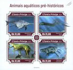 DINOSAURS Prehistoric Aquatic Fish Animals MNH 4v-Stamp Sheet #16 2021 Sao Tome