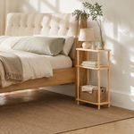 Narrow Nordic Bamboo Side Table 3 Open Storage Tiers Bedside Nightstand Stable E