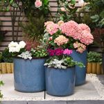 Garden Gear Blue Glazed Cylinder Planters 3 Sizes Flower Pots Indoor & Outdoor