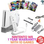 Nintendo Wii Console Kit Bundle Refurbished One Set Controllers Nunchuk 10 Games