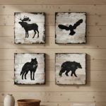 4 Pieces Wooden Creature Outline Plaques Nature Inspired for Bedroom