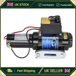 12V Electric Winch Wireless Control Fiber Rope IP67 Boat Car 1400W Trailer ATV