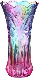 BESPORTBLE Glass Vase for Flowers - Iridescent Rainbow Crystal Decorative Flower